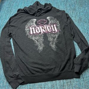 Vintage Y2K Harley Davidson Bravado Angle Wing Lightweight Zip Up Hoodie Jacket